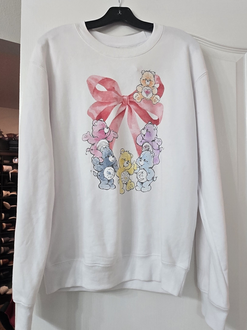 Care Bears Pink and Coral Tie-Dye Sweatshirt with Heart-Belly Bear Graphic